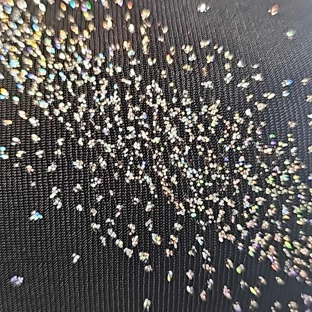 VINTAGE SCARLET BLACK SLEEVELESS COWEL BACK GLITTER FORM FITTING DRESS